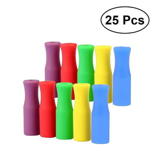 HINZIC 12pcs Reusable Silicone Straw Tips 5/16Wide(8mm Outer Diameter) Multi-Color Food Grade Rubber Straw Covers Flex Elbow Hydraflow Straw