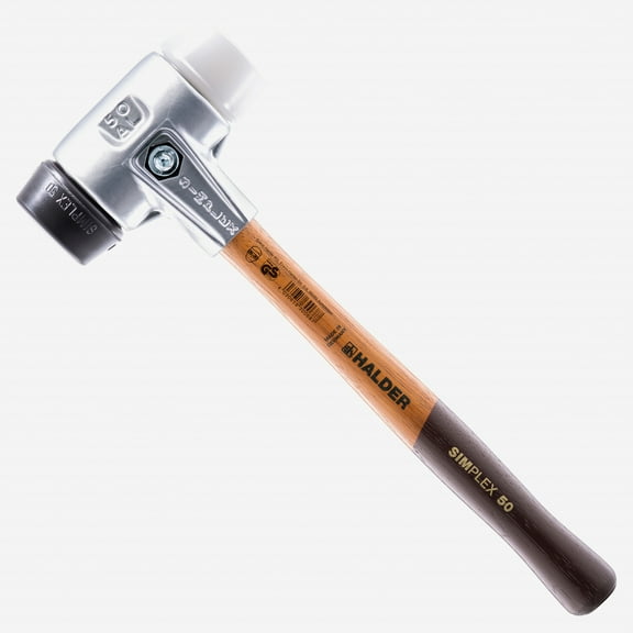 Halder Simplex Mallet with Black Rubber/Superplastic Inserts and Lightweight Aluminum Housing, 1.18" / 7.05 oz.