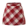 thumbnail image 2 of NAISIBABY Girls A-Frame Skirt, Plaid Fall Winter Fleece High Waist School Uniform Skirt Red 3T, 2 of 3