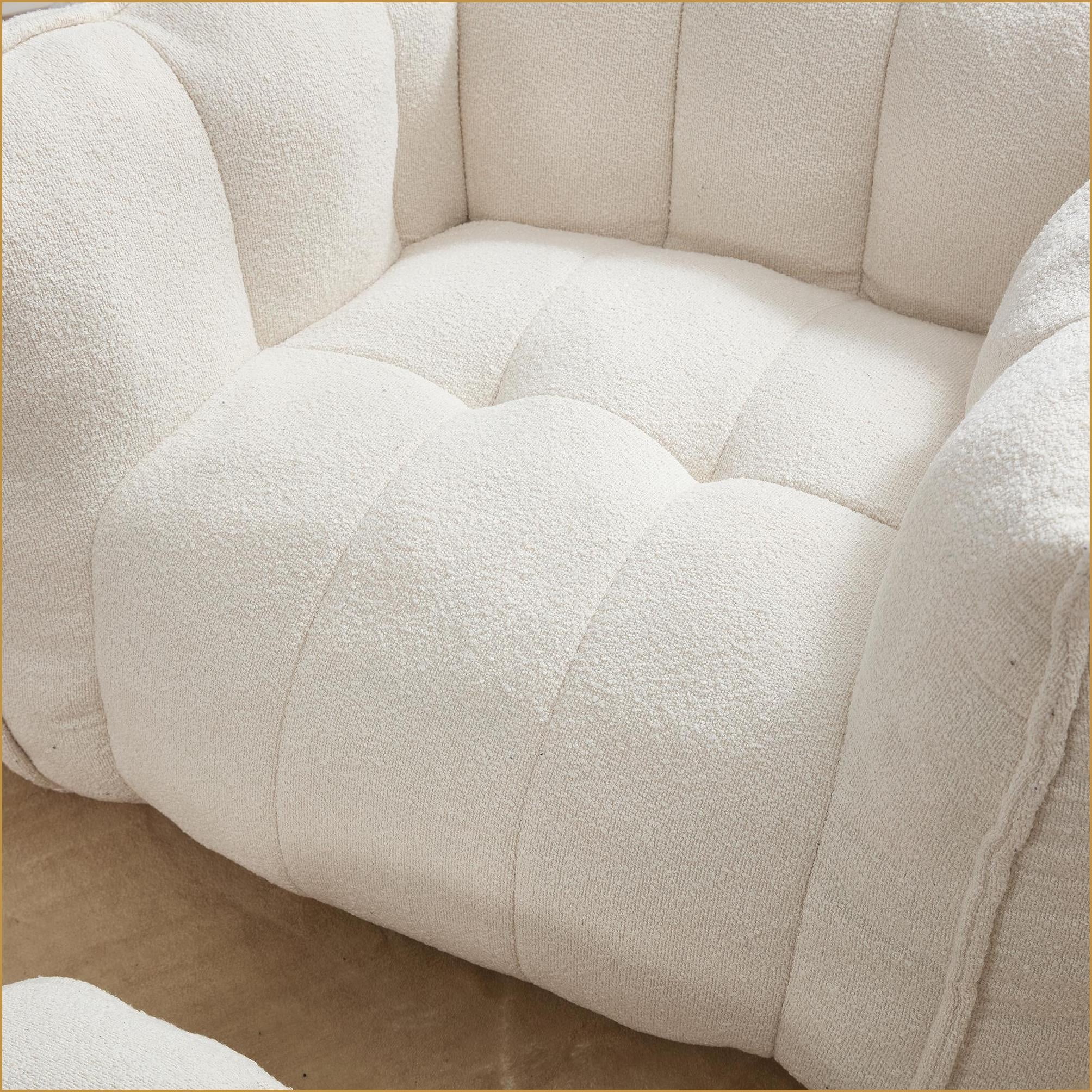 Comfortable Adult Bean Bag Chair with Footstool - Lazy Sofa for Gaming, Reading, TV | Chenille | Square