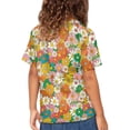 thumbnail image 2 of Binienty Boho Hippie Daisy Hawaiian Shirt Girls Lightweight Girls Button Up Tropical Shirt Thin Breathable Collared Top Comfortable Youth Hawaii Outfits, 2 of 7