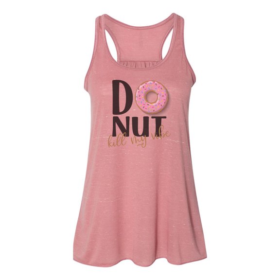 "Donut Kill My Vibe, Women's Racerback, Doughnut Tank, Soft Bella Canvas, Doughnut Shirt, Muscle Tank, Gift For Her, Workout Tank, Donut, Mauve Marble, SMALL"