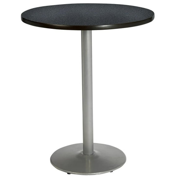 KFI Studios Mode 3.5' Round Bistro Table, Graphite Nebula, Silver Base