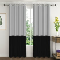 Lfeey Black and Gray Blackout Curtains, Room Darkening Curtains for Living Rooms/Bedrooms, 72 inch long, 2 Panels