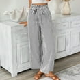 thumbnail image 3 of fatyb Womens Stripe Casual Pants with Pockets Elastic High Waist Lightweight Loose Trousers for Women, 3 of 7