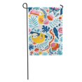 thumbnail image 1 of JSDART Colorful Tropical Pattern Cute Characters Toucan Sloth Snake Butterfly Garden Flag Decorative Flag House Banner 28x40 inch, 1 of 2