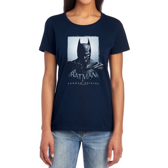Batman Arkham Origins Two Sides Women's T Shirt, Navy, Small