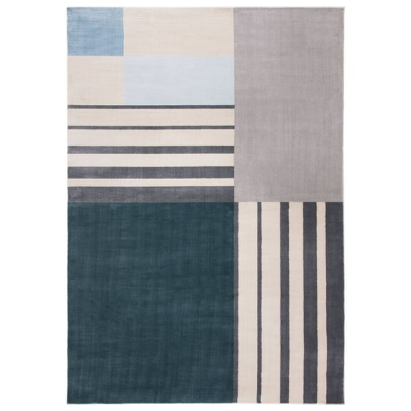 SAFAVIEH Orwell Braganza Abstract Geometric Area Rug, Charcoal/Beige, 5'3" x 7'7"