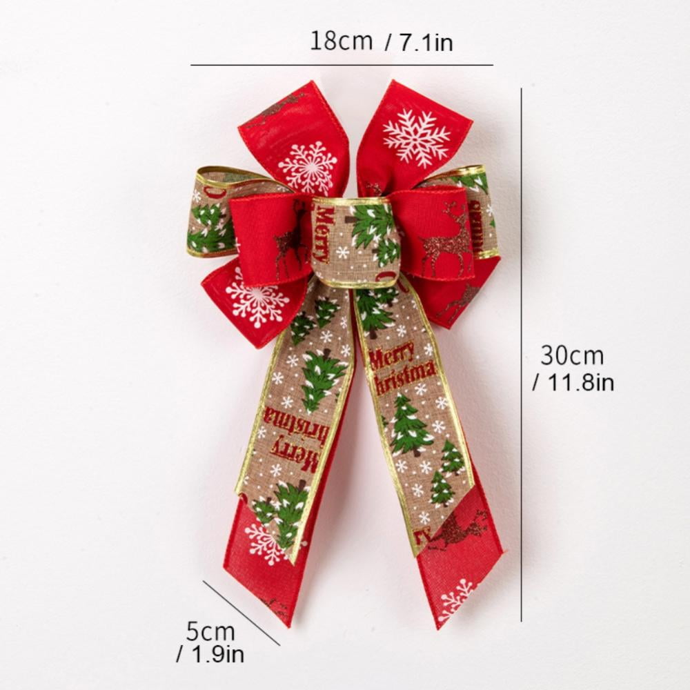 Merry Christmas Bow for Wreath,Burlap Plaid Christmas Wreath Bows for