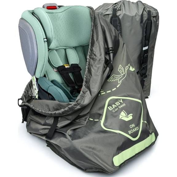 The Little Stork Nylon Car Seat Gate Check Travel Bag with Straps, Gray