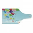 thumbnail image 1 of Circus Cutting Board, Circus Tent and Balloons Clouds Horizon Skyline Fantasy Party Fun Entertainment, Decorative Tempered Glass Cutting and Serving Board, Wine Bottle Shape, Multicolor, by Ambesonne, 1 of 1