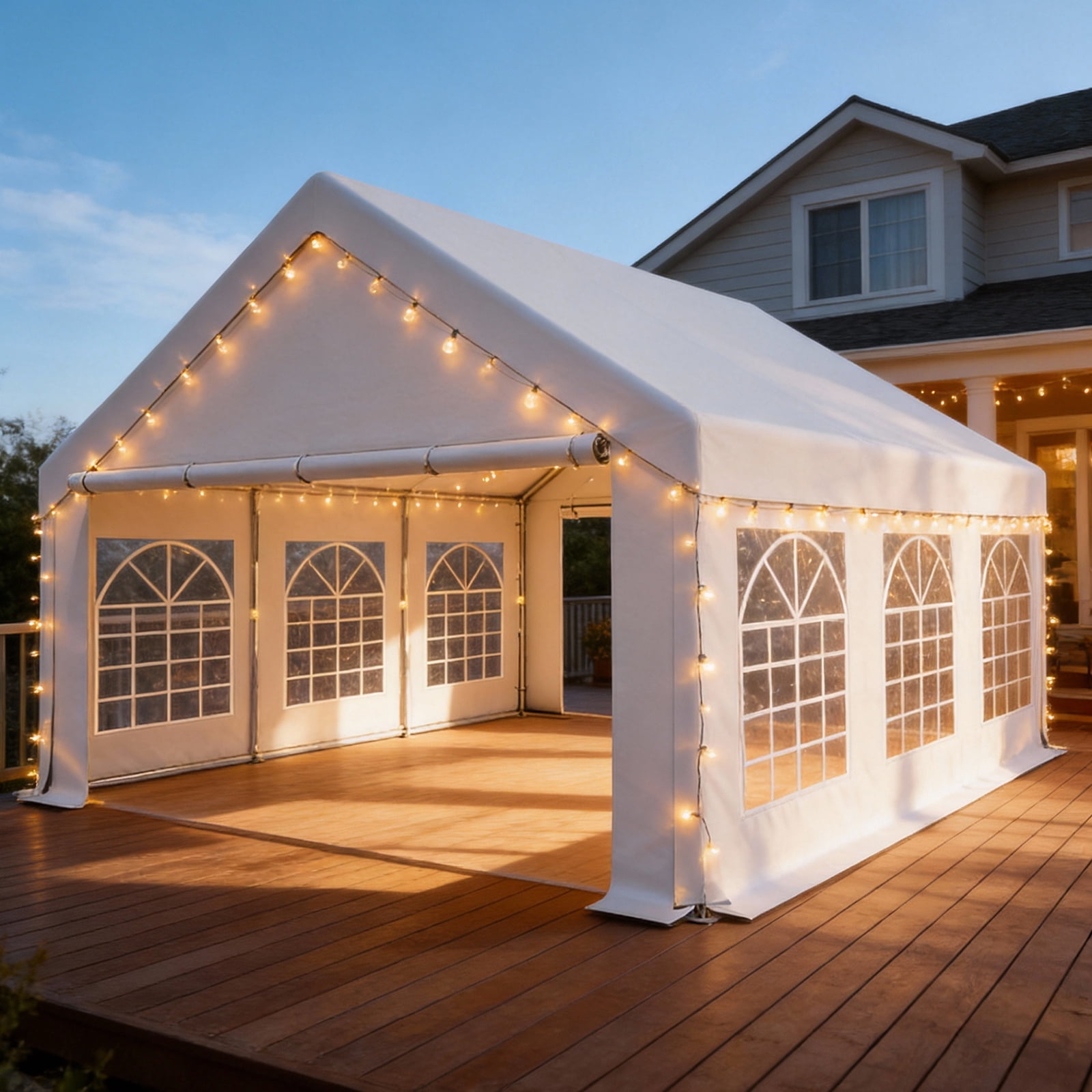 Ktaxon 20x20FT Large Party Tent, Heavy Duty Outdoor  Big Canopy Tent with 4 Removable Sidewalls, Patio Assembled Canopy Tent with 2 Roll up Doors & 6 Windows for Parties Wedding Commercial