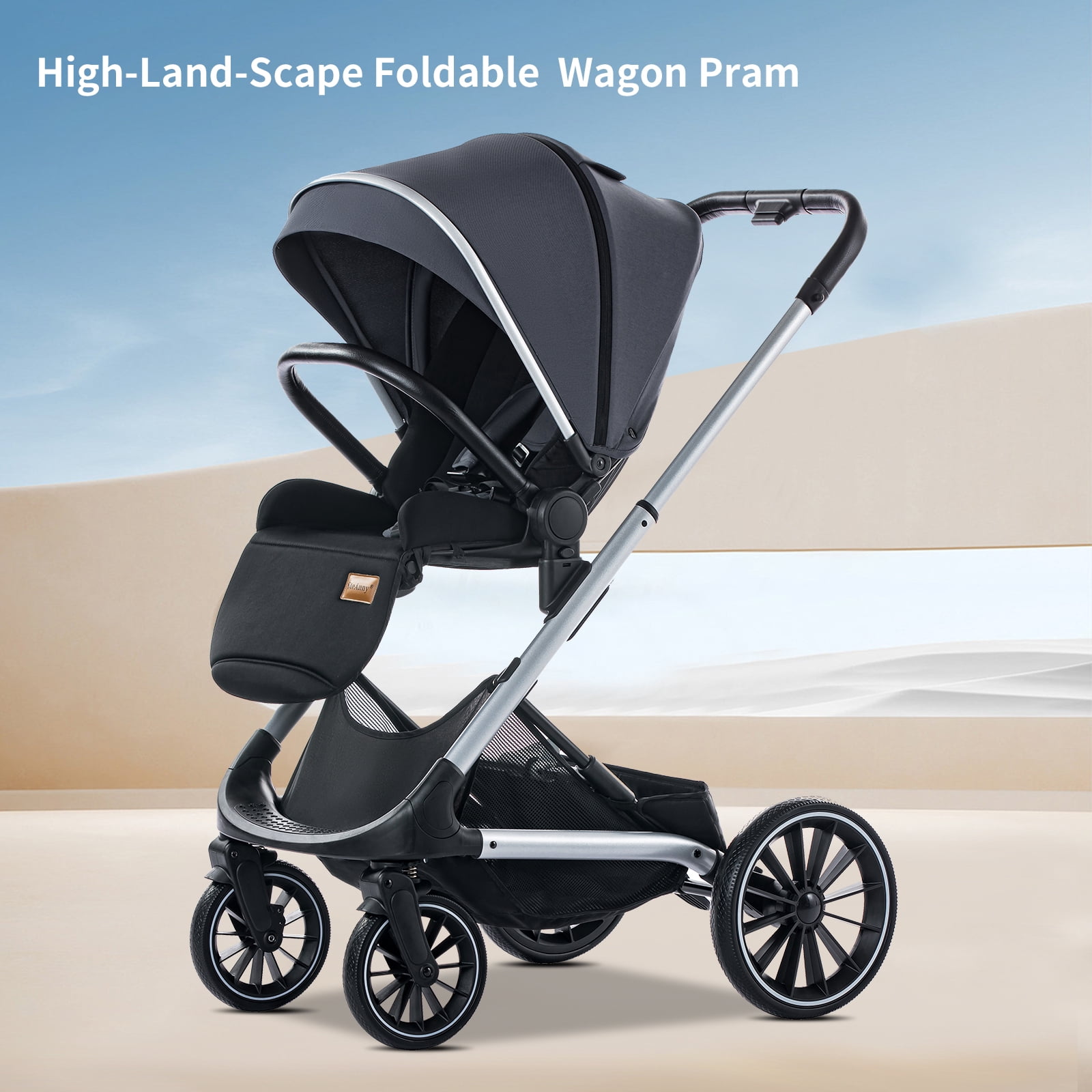 Baby Stroller,Reversible Stroller,High Rise Pram,Carrie to 40lbs,Standard Pram Toddler Infant(Gray)
