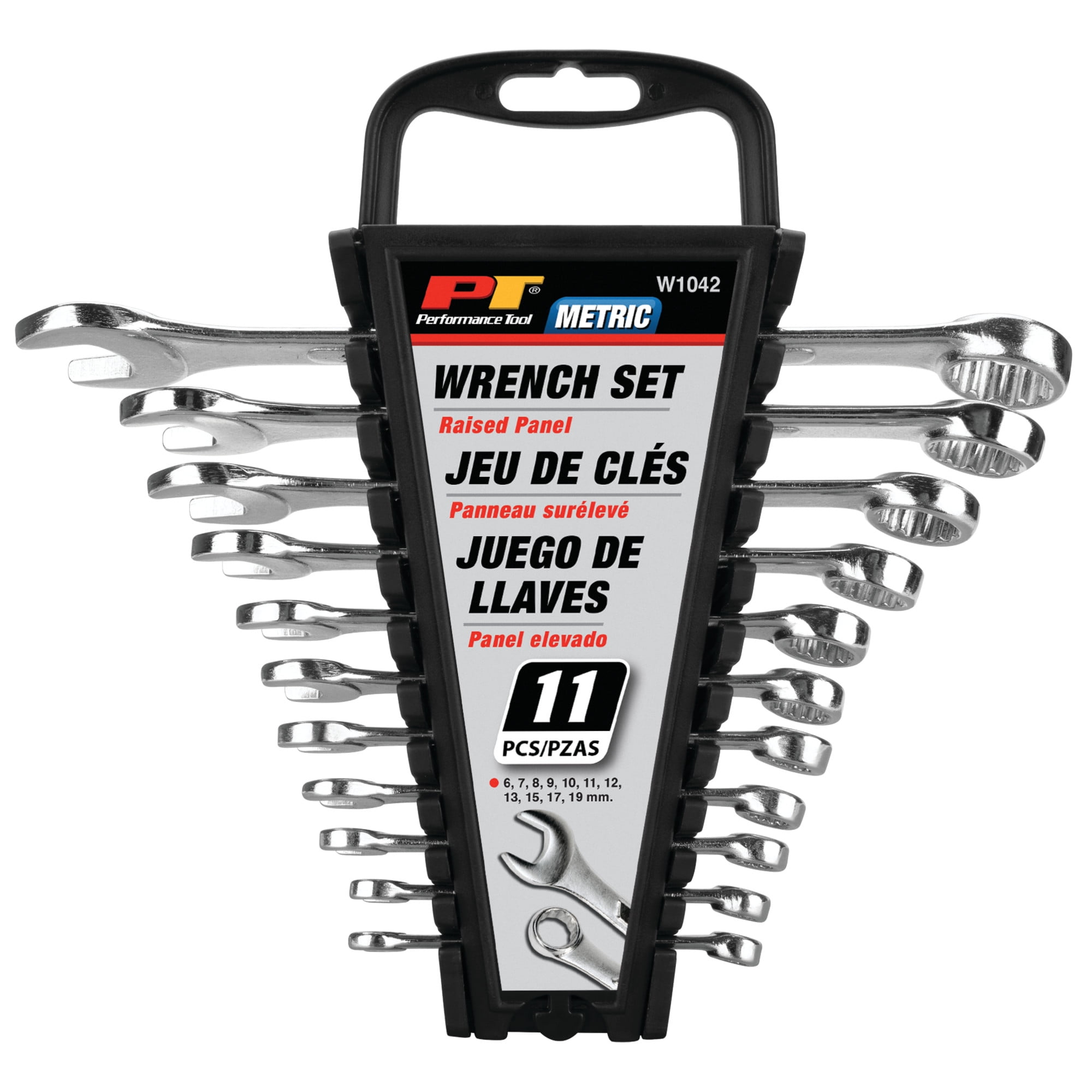 Performance Tool W1042 11 Pc. Metric Wrench Set - Nickel Chrome-Plated, Carbon Steel, Storage Rack
