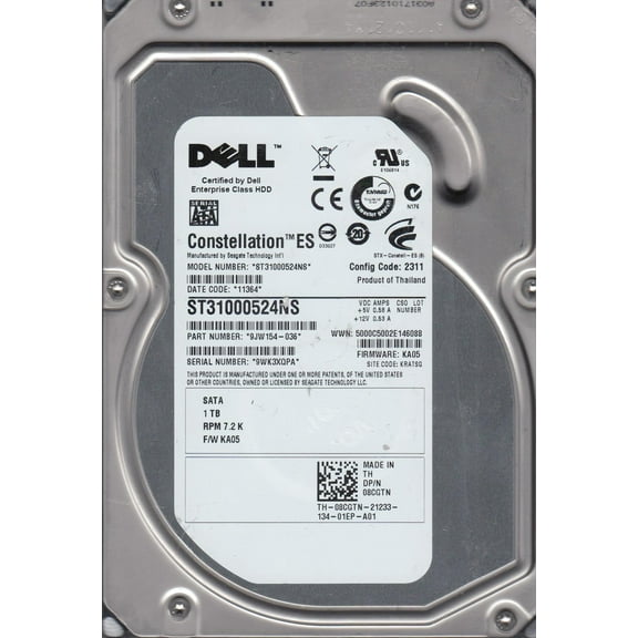ST31000524NS, 9WK, KRATSG, PN 9JW154-036, FW KA05, Dell 1TB SATA 3.5 Hard Drive