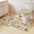 thumbnail image 4 of Vintage Flowers Bathroom Rugs Set Red Rose Yellow Flower Farmhouse Non Slip Absorbent Soft Bath Mats 3 Piece Set with Bathroom Rug, U-Shaped Floor Mat, Toilet Seat Cover Large Size, 4 of 9