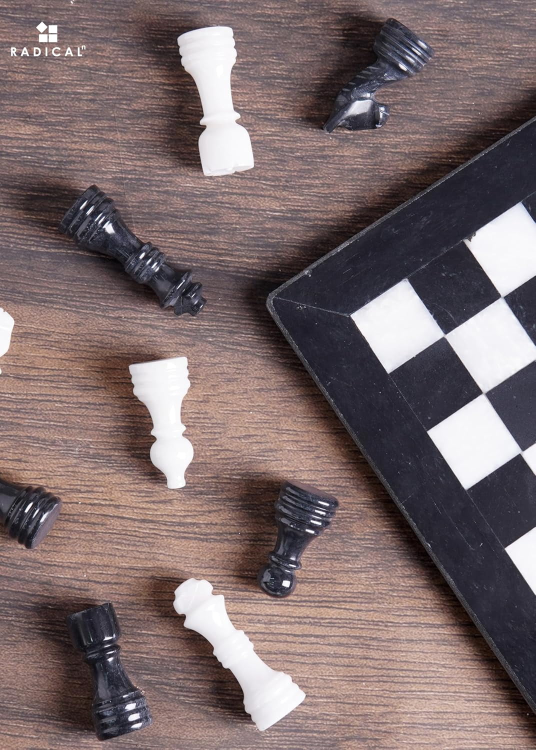 Radicaln Black and White Marble Chess Set 12 Inch Handmade Board – Luxury Gift for Father, Boss or Mentor – Thoughtful Father’s Day Pick for Him