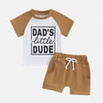 thumbnail image 2 of Kaprioy Baby Boy Outfits Toddler Baby Boy Summer Clothes Letter DAD'S little DUDE Print Shorts Set 0 6 12 18 24 Months 2T 3T 4T Outfits Baby Boys Summer Outfit Top Shorts 2 Piece Clothes Set, 2 of 5