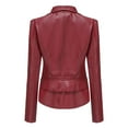 thumbnail image 6 of CILENON Long Jackets for Women Trendy Women Cool Faux Leather Jacket Long Sleeve Zipper Fitted Coat Fall Short Jacket (Red,M), 6 of 9