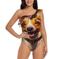 thumbnail image 2 of Picia Artistic Sunflower Corgi Pattern Women's One Piece Swimsuits,One Shoulder Swimwear Asymmetric ,Ruffle Monokinis Bathing Suits,High Waisted Flattering Bathing Suits-Small, 2 of 8