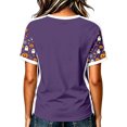 thumbnail image 3 of Yuncity Womens Shirts Halloween Pumpkin Graphic Print Tees Summer Fall V Neck Baseball Short Sleeve T-Shirts Casual Loose Fashion Tshirt Size M Purple, 3 of 5