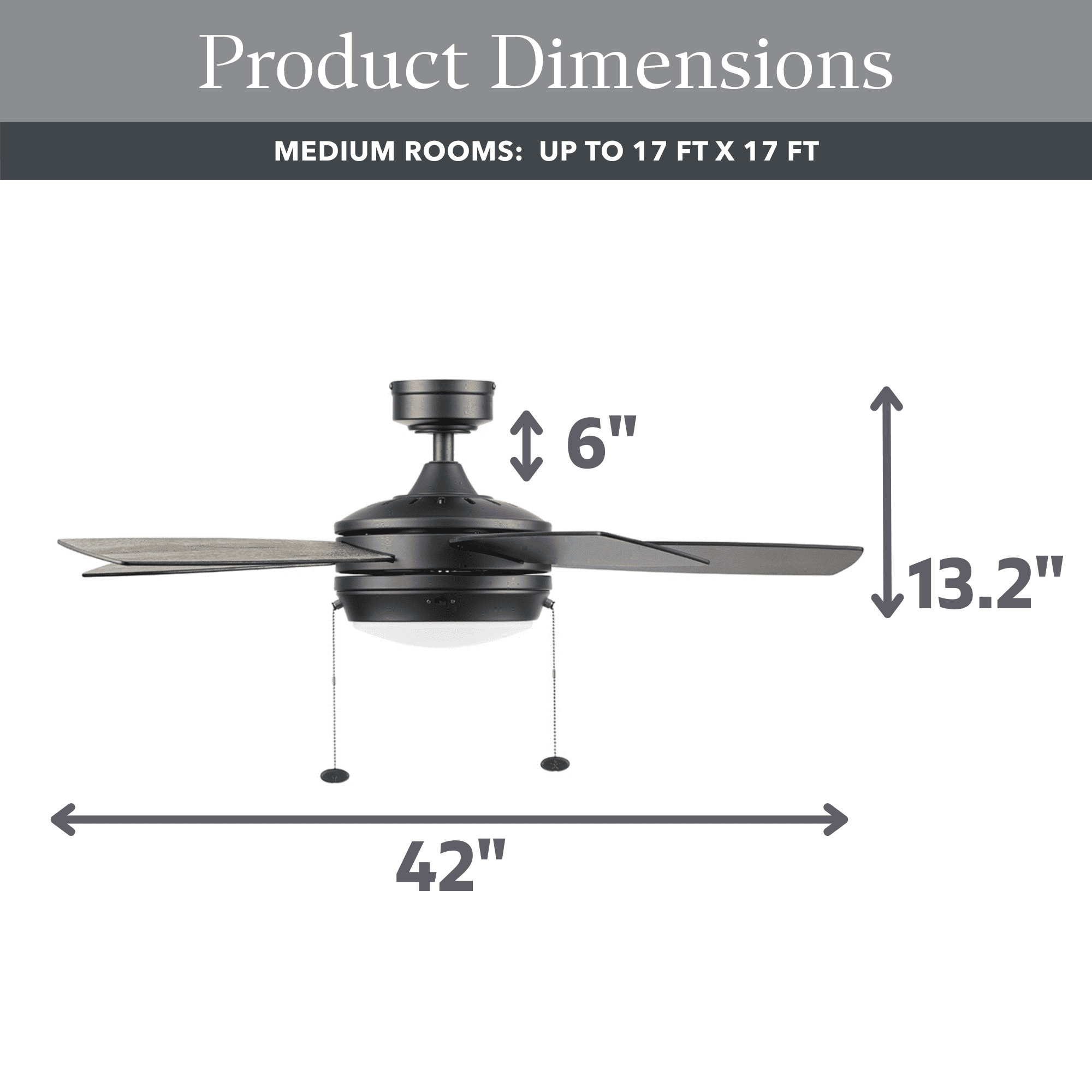 Better Homes & Gardens 42 in Matte Black Modern LED Dual Mount Indoor Ceiling Fan