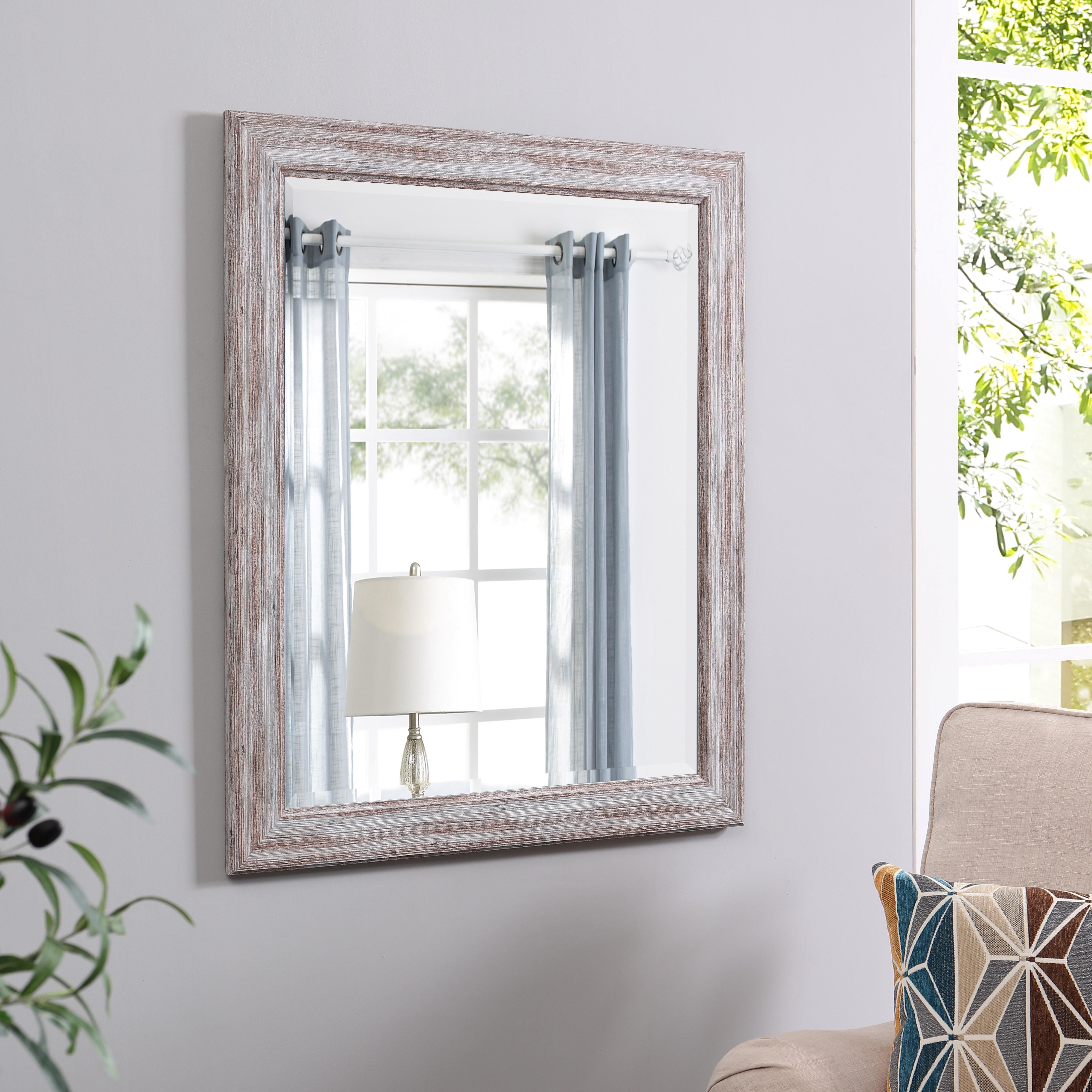 Naomi Home Rustic Mirror Finish White Size 36 X 30