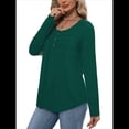 thumbnail image 4 of Camisas de Larga para Mujer, Conjuntos de Otoño, Cuello Redondo, Túnicas Casuales, Blusas de Moda, Ropa de Moda. Verde Oscuro L, 4 of 6