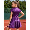 thumbnail image 4 of Haitryli Girls Metallic Crop Tops with Shiny Pleated Skirt Rave Dance Outfits Cheer Outfit for Hip-hop Purple 2-6, 4 of 5