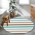 thumbnail image 3 of Round Rugs 3Ft, Teal Brown Round Area Rug Washable Indoor Throw Carpet, Farmhouse Watercolor Modern Geometric Small Non Slip Circle Rug for Bedroom Living Room Home Decor Aesthetic, 3 of 8
