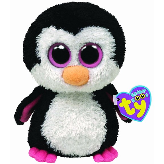TY Beanie Boos -Paddles The Penguin Pink (Glitter Eyes) Small 6" Plush
