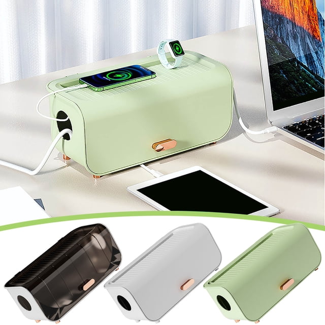 Sentmoon Stackable Storage Bins Organizer Bins Storage Box Household Power Cord Strip Shielding Desktop Collection Box