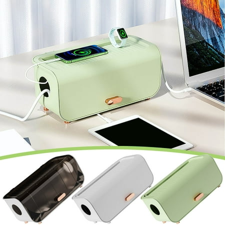 Power Cord Organizer Box | Large Capacity Desktop Cable Management Container | Conceals Power Strips USB Hubs Cords Accessories | Elegant Sturdy Design | Home Office Workstation Power Cord Organizer Box | Large Capacity Desktop Cable Management Container | Conceals Power Strips USB Hubs Cords Accessories | Elegant Sturdy Design | Home Office Workstation