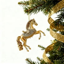 3.15 Inch Crystal Horse Christmas Ornaments Horse Xmas Tree Decorations 2D Flat Acrylic Ornaments Keepsake Pony Ornament Horses Lovers Gifts