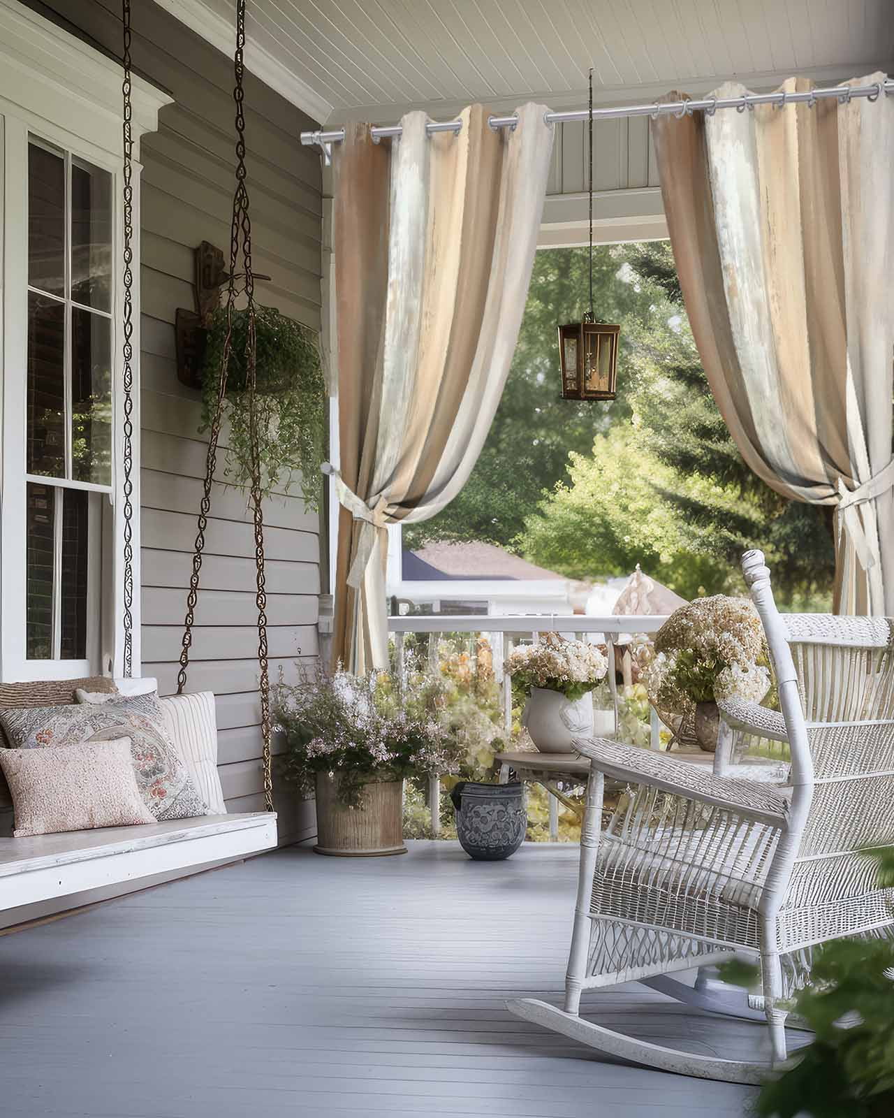 Rustic Wood Barn Outdoor Curtains for Patio, Brown Watercolor Striped Minimalism Privacy Drapes Grommet Waterproof Outside Curtains for Porch/Cabana/Balcony 54"x 108", 1 Panel