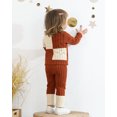 thumbnail image 6 of Kimi bear 18 Months Infant Baby Girl Outfit Set 24 Months Long Sleeves Color Block Top Jegging Pants 2pcs Clothing Brown, 6 of 7