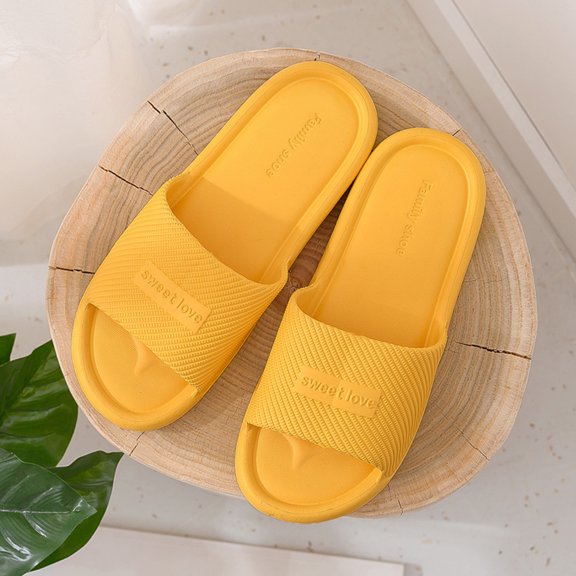 ZTTD Couples Home Bathroom Non-Slip Soft To Wear Slippers Flip Flops The Flat Shoes Yellow