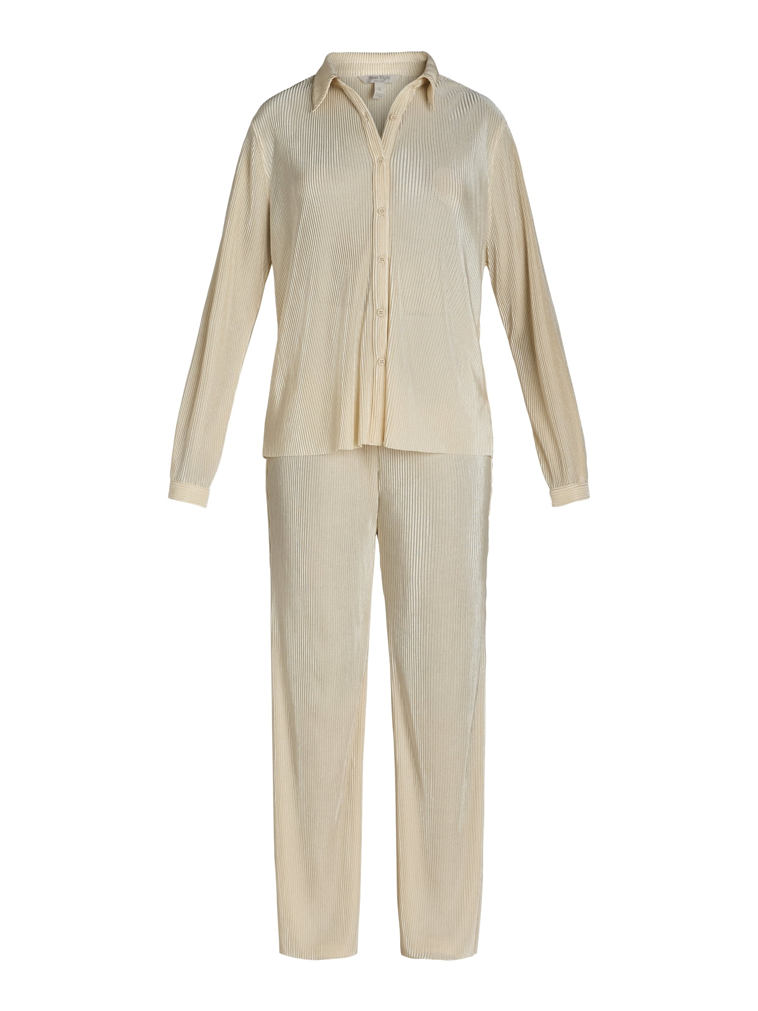 Nine.Eight Women's and Women's Plus Plisse Pleat Shirt and Pants Set, 2-Piece, Sizes XS-4X