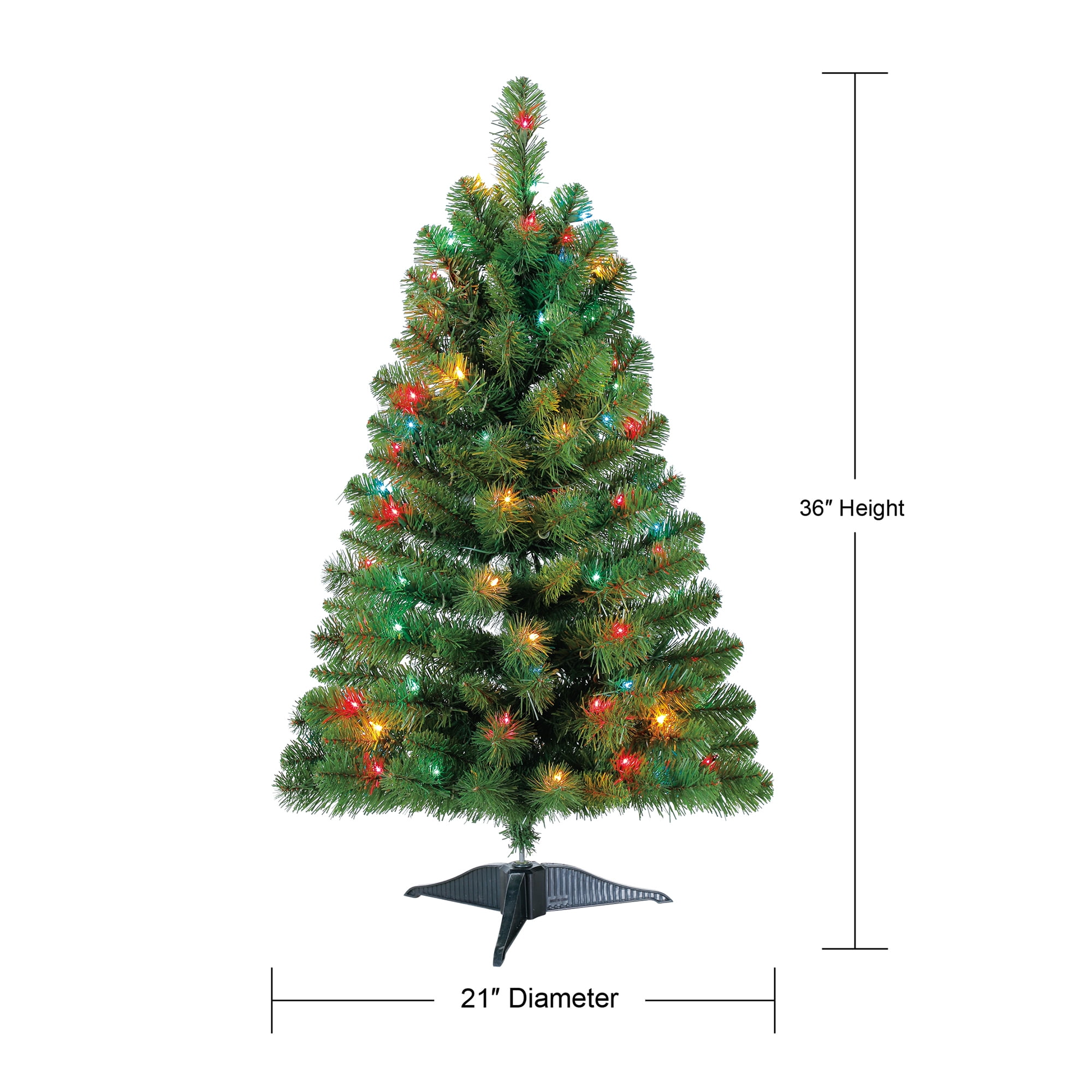 Holiday Time Pre-Lit 3' Winston Pine Artificial Christmas Tree, Multi  Lights 