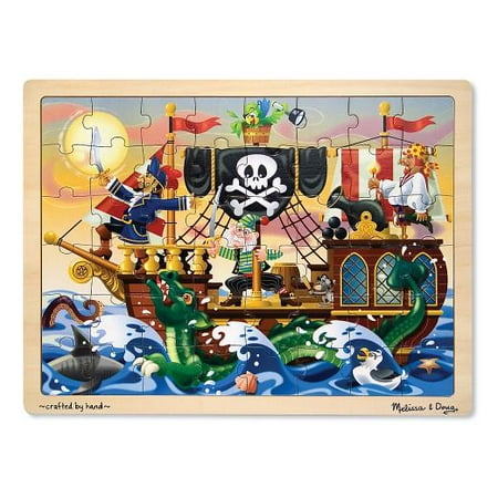 Pirate Ship Jigsaw - Melissa & Doug Pirate Adventure Wooden Jigsaw Puzzle With Storage Tray (48 pcs)