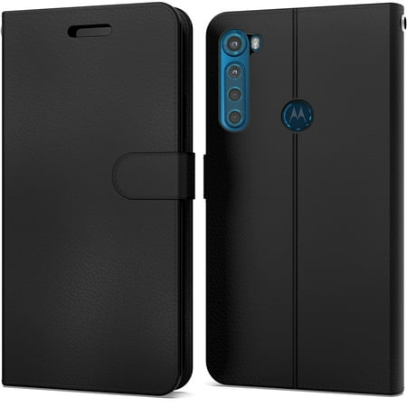 CoverON Motorola Moto One Fusion Plus Wallet Case, RFID Blocking Vegan Leather 6x Card Slot Holder Cover Flip Folio Phone Pouch, Black