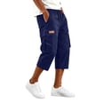 thumbnail image 6 of Mens Capri Pants with Pockets Drawstring Elastic Waist Casual Comfortable Outdoor Athletic Hiking 3/4 Length Cargo Shorts Navy S, 6 of 7