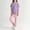 Purple a, variant on Girl 2-Piece Solid Color Round Neck Short Sleeved Top, Elastic Pants, Casual Fashion Set Sizes 1-12