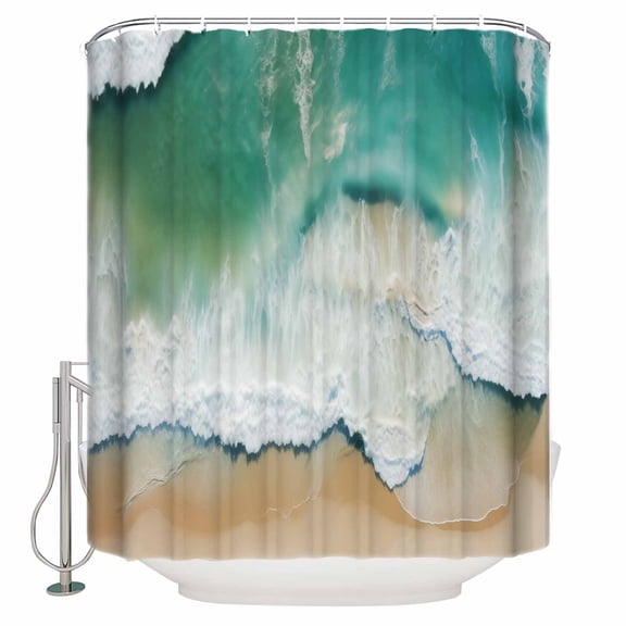Small Stall Shower Curtain 36x72 Inch Narrow Half Size Turquoise Coastal Bath Curtains Bathroom Decor Nautical Summer Beach Seaside Waterproof Fabric Shower Curtain Set with Hooks 36 Inch