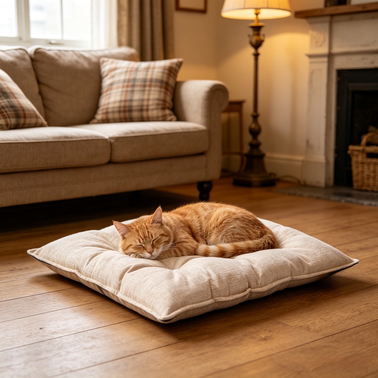 pstuiky Washable Pet Mat with Soft Linen Like Fabric Reinforced Stitching Pet Bed Polyester Dog Bed Washable 13.77 X 17.71 Inch Dog Mat Cat Mat for Restful Sleep and Home Decor