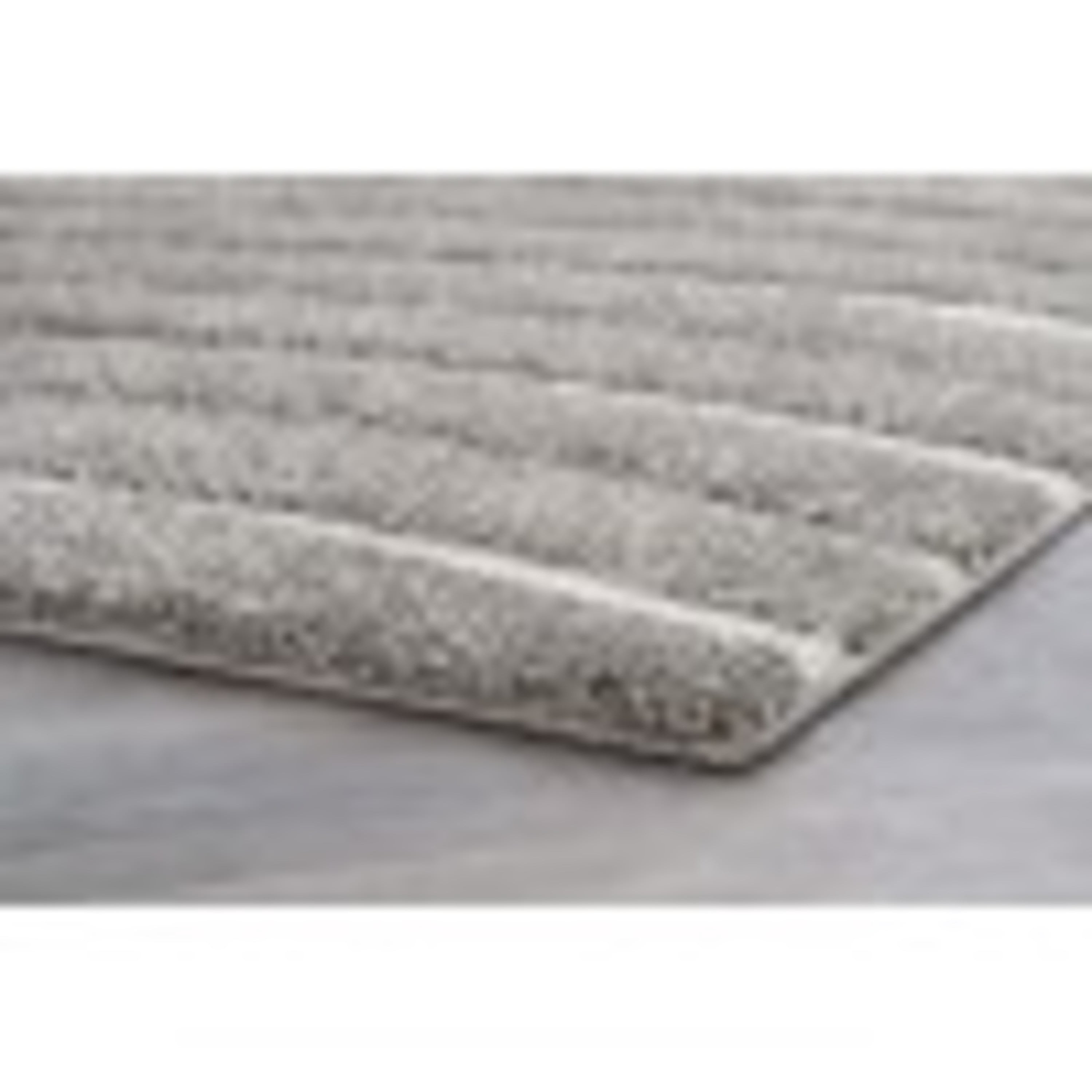 Contemporary Area Rug Shag Thick (5'3'' Square) Stripe Gray, Cream Indoor Square Easy to Clean