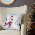 thumbnail image 2 of Violet Linen Christmas Snowed Man, Polyester, Super soft feel faux suede fabric, digital print, Snowman with Red Hat Design, 18 Inch by 18 Inch, Decorative Accent Throw Pillow, 2 of 5