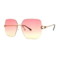 thumbnail image 2 of Womens Jewel Buckle Hinge Arm Rimless Butterfly Sunglasses Gold Red, 2 of 5