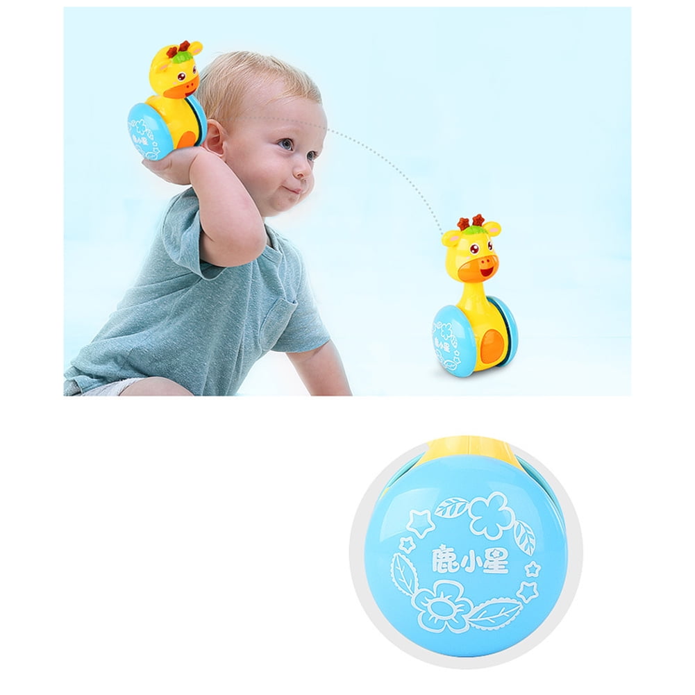 Cartoon Animal Giraffe Tumbler Doll Roly-poly Rattles Ring Bell Baby Kids Toy LH