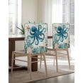 thumbnail image 5 of nqOlkjepod Teal Coastal Octopus Chair Covers Set of 6, Decorative Chair Back Cover, Vintage Summer Beach Nautical Coral Dining Room Chair Slipcovers Removable Chair Protectors Covers for Party, 5 of 7
